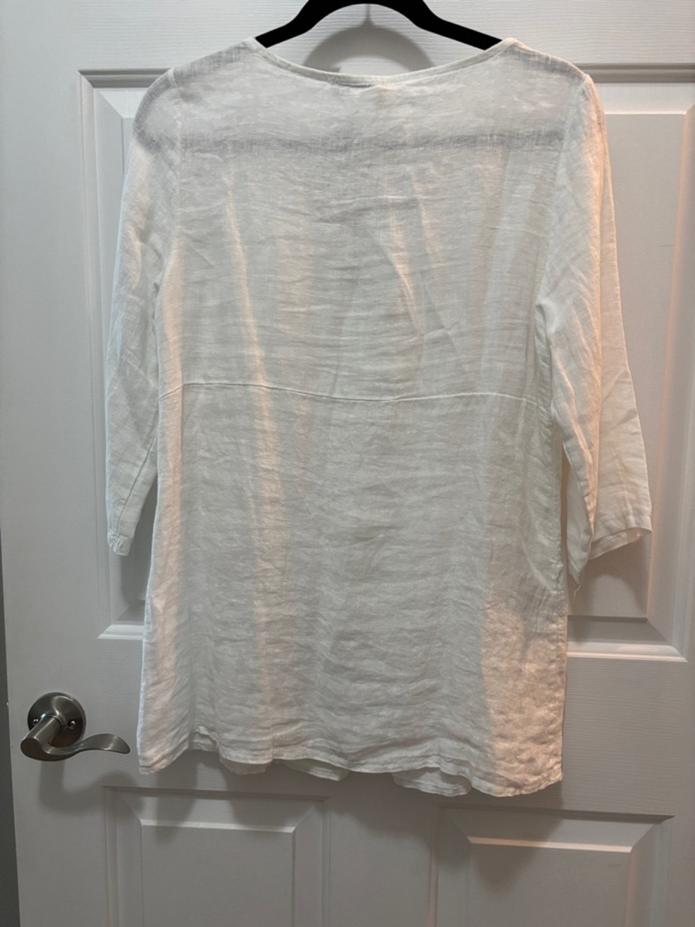 Puro Lino White Linen Tiered Peasant Blouse Small New Tags - Picture 3 of 4
